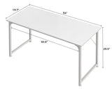 Huuger Computer Desk, 55 Inch Home Office Desk, Gaming Writing Work from Home Study Desk, Large Legroom, Sturdy Metal Frame, Modern Simple, White
