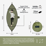 BTRWOR Hammock with Mosquito Net - Lightweight, Portable, 1 Person Hammock - for Camping, Hiking, Backpacking, Travel, a Festival, or The Beach