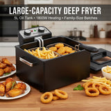 4.9 Liters/20 Cups 1800W Large Electric Deep Fryer with 3 Frying Baskets, Adjustable Temperature,View Window Lid,Countertop Stainless Steel Body Deep Fryer Pot, Fry Fish for Home Use