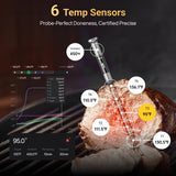 Typhur Sync Gold Wireless Meat Thermometer, Enhanced 10X Sub-1G Signal and Stability, WiFi Unlimited Range, 6 Sensors, Bluetooth Meat Thermometer, Gen2
