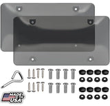 2 Unbreakable License Plate Bubble Covers 4 Holes Universal Fitment Choose Your Shield Color (T-Black)