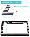NJNYLLC American Flag License Plate Frame- Black Front Rear Patriotic USA ‌Car Tag Frames, 2 Pack Heavy Duty Brushed Aluminum Plastic Composite Holder with Screws Caps