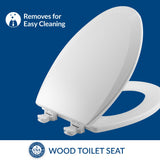 Bemis 1500EC 390 Lift-Off Wood Elongated Toilet Seat, Cotton White (Pack of 1)