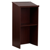 Adir Wooden Podium Stand - Speaking Podium with Storage Shelf, Hostess Stand for Restaurant, Lecture Podium