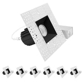 LUXRITE 3 Inch LED Recessed Trimless Spotlight with Black Interlocking Trim, Twist N' Lock, 5CCT 2700K-5000K, 15W, 1000LM, CRI90, 38°, Dimmable, IC Rated, Wet Rated, ETL, White + Black (6 Pack)
