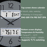 Nbdeal 13-Inch Analog Silent Wall Clock with Calendar Temperature & Humidity (White)