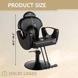 EITPETPORT Black Salon Barber Chair, Reclining Salon Chair for Hair Stylist for Home, Barber Chair with Hydraulic Pump, 360° Swivel, Beauty Hairdresser Chair Equipment for Spa, Tattoo and Shampoo