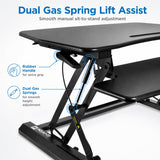 Mount-It! 35.5" Standing Desk Converter with Keyboard Tray – Adjustable Sit Stand Desk Riser for Dual Monitors