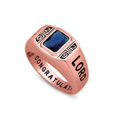 Oseew Men Class Ring Birthstone Customized High School Ring (Rose Gold)