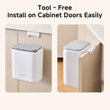 Small Trash Can with Lid, 1.8 Gallon Flip-Top Wall-Mounted Garbage Can, Slim Waste Basket & Compost Bin for Bathroom, Kitchen