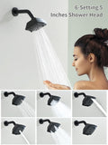Black Shower Head and Handle Set 5 Inch Bathtub Faucet Shower Faucet with 6-Spray Shower Head Shower Valve Kit Modern Shower Set High-Pressure Shower Trim Kit