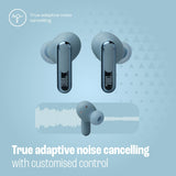 True Wireless Noise-Cancelling Closed-Stick Earbuds, 48Hrs Total Playback, Wireless Charging, 6 Mics (Blue) JBL