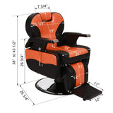 Winado Heavy Duty Reclining Barber Chair, 360° Swivel & Height Adjustable & Supports up to 440lbs, for Barber Shop & Beauty Salon, Black-Orange