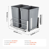 Pull-Out Trash Can, 35 QT x2 Double Under Mount Kitchen Waste Container, Heavy Duty Garbage Recycling Bin with Door Kit