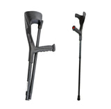 PEPE Mobility Folding Crutch for Adults (x1 Unit), Open Cuff, Adjustable Height, Aluminium, Orthopaedic, Elbow Crutches Women and Men, Black