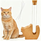 Cat Whisker Holder Fridge Magnet, Clear Glass vases with Wooden Base, Fridge Magnets Perfect, Anti-Scratch cat Whisker jar, Tiny Keepsake for Pet Memorial, Home Desktop Decor Gift for Pet Lovers.