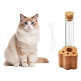 DegoCyhton Cat Whisker Holder, Wooden Clear Glass Jar, Sealed Cork Memorial Vase, Premium Cat Fur Keepsake, Desktop Display Decor Accent, Home Decor for Feline Owners, Thoughtful Pet Lover Gift