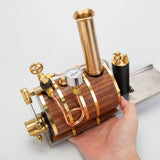 MechPuConToy Engine Model Kit That Works with Boiler and Speed Reducer, Mini Retro Vertical Double-Cylinder Reciprocating Double-Acting Steam Engine Model, Science Experiment for Adult