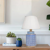 GLOWZE Hand-Painted Chinese Ceramic Table Lamp - Traditional Bedside Desk Nightstand Light for Bedroom