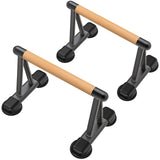Dolibest Push Up Bar, 12'' High Parallettes Bars with Wooden Handles, Stable and Comfortable Calisthenics Equipment, Suitable for Handstand, L-Sit, Dip Bar, Strength Training for Indoor Outdoor Dolibest