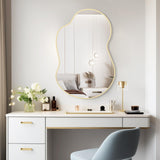 WallBeyond Gold Asymmetrical Mirror, Modern Irregular Wall Mirror with Aluminum Frame for Bedroom, Bathroom, Living Room, and Entryway 36" H x 24" W (Gold)