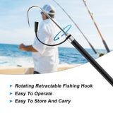 KOMCLUB Telescopic Fishing Gaff 93.11" Lightweight Hand Fish Gaff with Soft Rubber Nonslip Handle and Lanyard for Freshwater Offshore Fishing