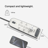 Belkin USB Power Strip Surge Protector - 12 AC Multiple Outlets & 2 USB Ports - 6 ft Long Flat Plug Extension Cord for Home, Office, Travel, Computer Desktop & Charging Brick - White (3,996 Joules)...