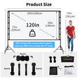 Projector Screen and Stand, 120 inch Portable Projector Screen Indoor Outdoor Projector Screen TOWOND