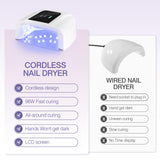 NailFace Rechargeable UV LED Nail Lamp, 96W Cordless Nail Dryer Wireless UV Gel Nail Polish Curing Light with 42 Beads LCD Smart Sensor 4 Timer Settings