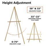 DJAR 3 Pcs 63" Adjustable Wooden Display Easel Stand for Sign