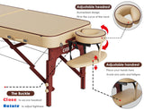 CLORIS 84" Professional Massage Table Portable Reinforced Wooden Leg Hold Up to 1100LBS 2 Folding Lightweight Spa Solon Tattoo Massage Bed Height Adjustable with Carrying Bag