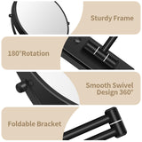 BTremary 8” Wall Mounted Magnifying Makeup Mirror 1X/7X Wall Mount Mirror Swing Arm Two-Sided 360° Swivel Bathroom Shaving Mirror for Men and Women in Hotel/Home, Black