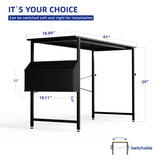 Pamray 47 Inch Computer Desk for Small Spaces with Storage Bag, Home Office Work Desk
