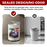LEASYLIFE 2.4Gal Small Bathroom Trash Can with Swing Lid,Metal and Leather