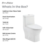Toilet Dual Flush 1.1/1.6 GPF with Side Holes, Glossy White Swiss Madison