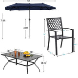 PHI VILLA 8 Pcs Patio Outdoor Dining Set w/ 13ft Patio Umbrella