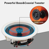 Herdio 6.5" Bluetooth Speaker In Ceiling 600W 2-Way Flush Mount Speakers System With Wall