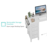 Lufeiya White L Shaped Computer Desk with Drawers & Storage Shelves, 47 Inch Corner Reversible Desk with Power Outlet for Home