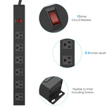 HHSOET 6 Outlet Heavy Duty Power Strip, 14AWG Extension Cord Black, 15FT, 3