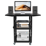 3-Tier Rolling AV Cart,Heavy Duty Mobile Work Station w/Lockable Wheels