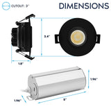 LUXRITE 3-Inch Gimbal LED Recessed Lighting, 5 Color Selectable 2700K-5000K, 9 Watts, 750 Lumens, Adjustable 360º + 30º Swivel Spotlight, Dimmable, CRI90, IC & Wet Rated, ETL, Black (12 Pack)