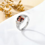 Oseew 2027 Senior Graduation Ring for Women High School Class (White Gold)