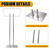 Podium Lectern with Iron Stable Bottom, Pulpits for Churches with 10MM Thickened Acrylic Countertop