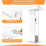 Podium Lectern, Pulpit for Churches with Double Shelves, Modern Plexiglass Pulpits Lectern with Cross Design for Classroom