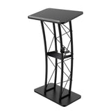 Podium Stand, Metal Black Pulpit Lectern for Speeches Churches, 47inch Portable Pulpit Podium with Cup Holder