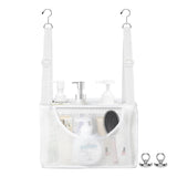 Haoyunll PVC Mesh Hanging Shower Caddy Organizer with 2pc Magnetic Hooks, Portable Adjustable Travel Bathroom Bag with Pockets for RV, Camping, Cruise, Dorm, Gym, White, 12“x5 x7（LxWxH）