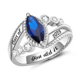 Oseew 2027 Custom College Class Ring for Women High School (White Gold)