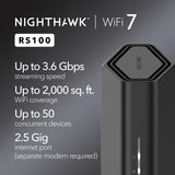 Nighthawk Dual-Band WiFi 7 Router (RS100) – Router Only, BE3600 Wireless Speed (up to 3.6 Gbps) - Covers up to 2,000 sq. ft