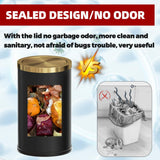 LEASYLIFE Black and Gold Bathroom Trash Can,Bathroom Garbage can with Swing Lid，Small Trash Can with Flipping Lid, 4.8gal Garbage cans for Bedroom,Living Room, Guest Room,Office,Hotel(4.7gal-Black)