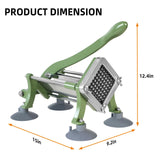 French Fry Cutter Commercial Grade, Heavy Duty Potato Slicer, French Fries Cutter for Sweet Potato, Carrot, Yam, Cucumbers with 3/8" 1/2" 1/4" and 8 wedge Stainless Steel Blade, Green